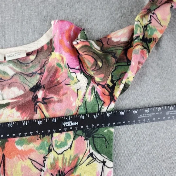 Neiman Marcus Sweater Womens Small Floral Cashmere Scoop Neckline Pullover - Picture 6 of 15